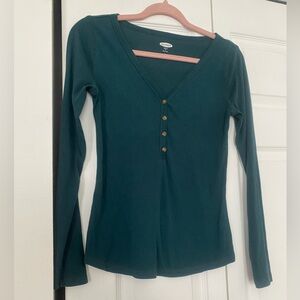 Old Navy Teal Long Sleeve V-Neck Top